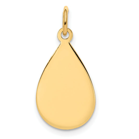 14k Plain .013 Gauge Engravable Raindrop 20x11mm Disc Charm