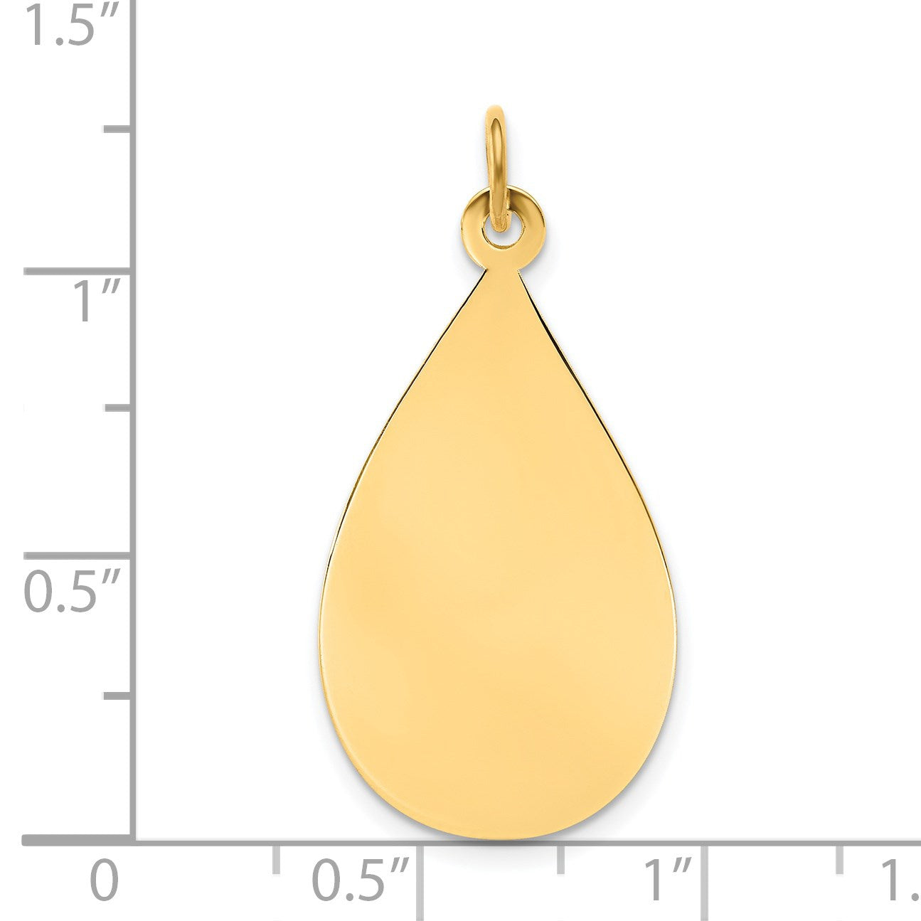 14k Plain .018 Gauge Engravable Raindrop 30x16mm Disc Charm