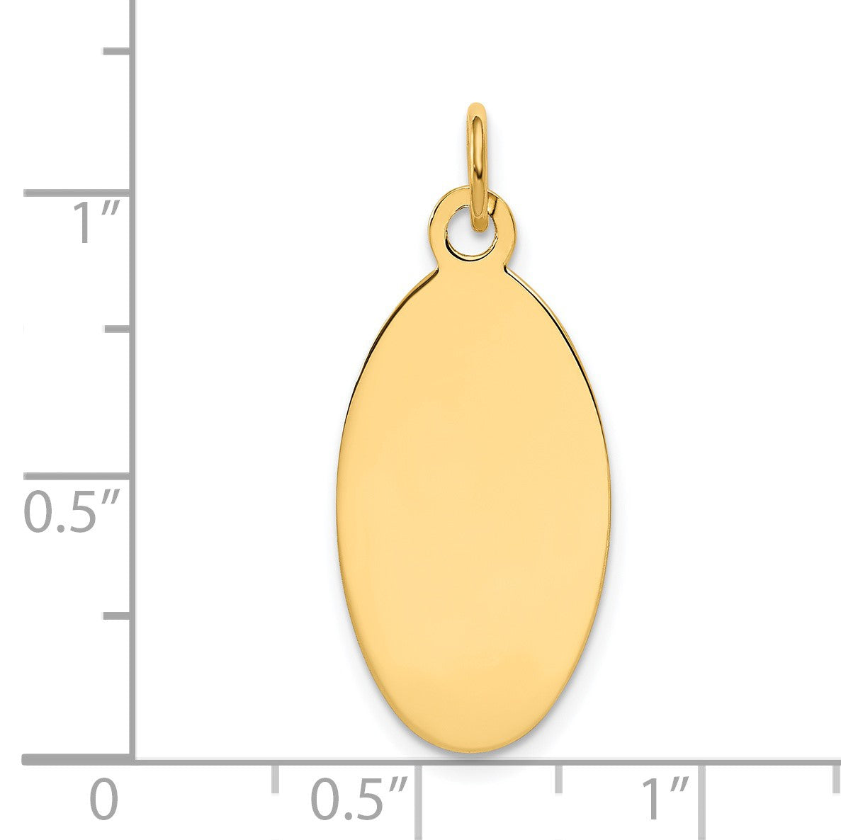 14k Plain 22x12.5mm .018 Gauge Engravable Elliptical Disc Charm