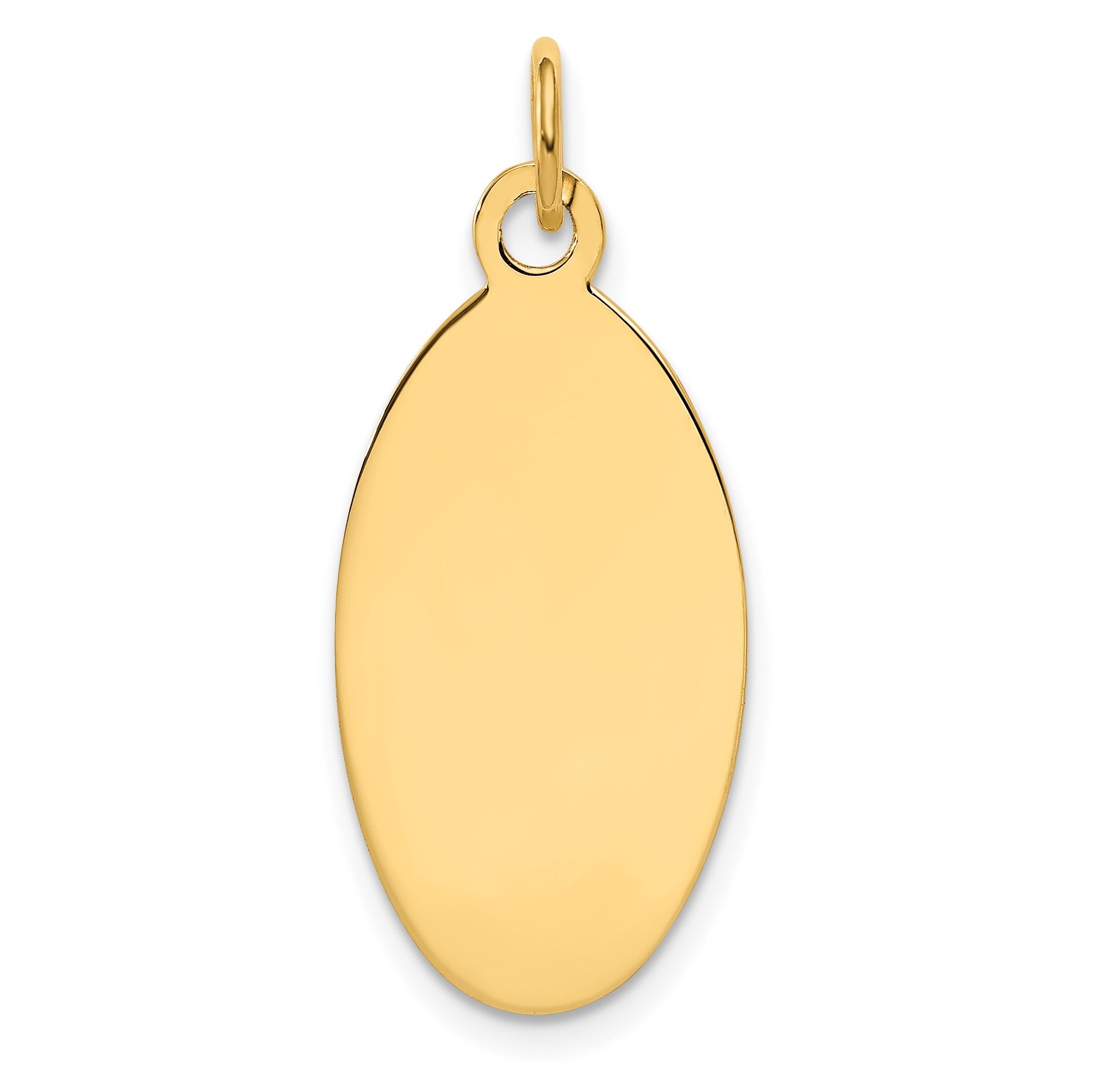 14k Plain 22x12.5mm .018 Gauge Engravable Elliptical Disc Charm