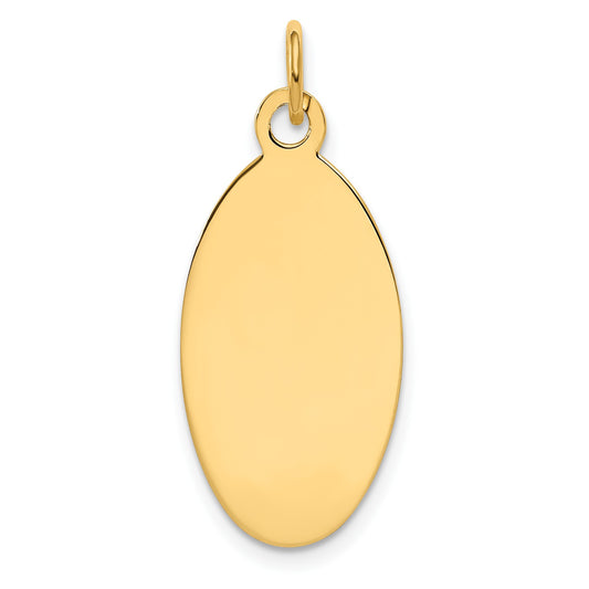 14k Plain 22x12.5mm .018 Gauge Engravable Elliptical Disc Charm