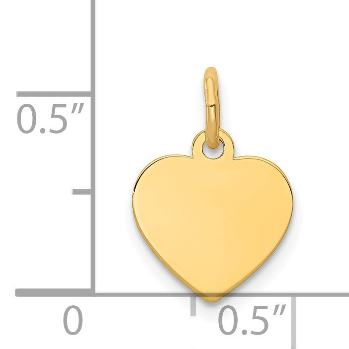 14k Plain .027 Gauge Engravable Heart 12x10mm Disc Charm