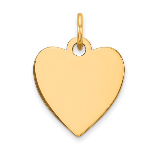 14k Plain .027 Gauge Engravable Heart 15x14mm Disc Charm