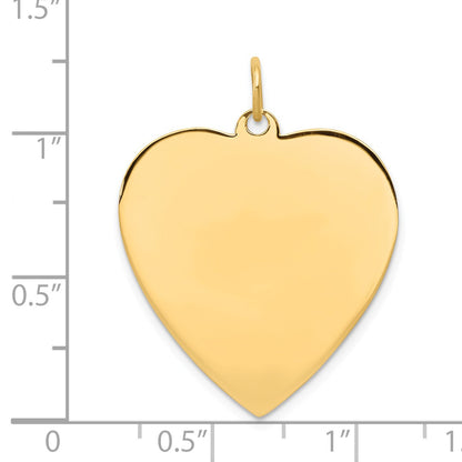 14k Plain .018 Gauge Engravable Heart 27x24mm Disc Charm