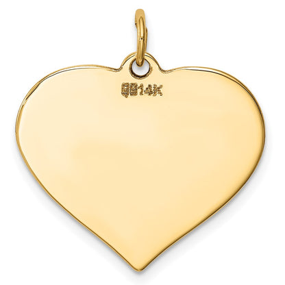 14k Plain .035 Gauge Engravable Heart Disc Charm