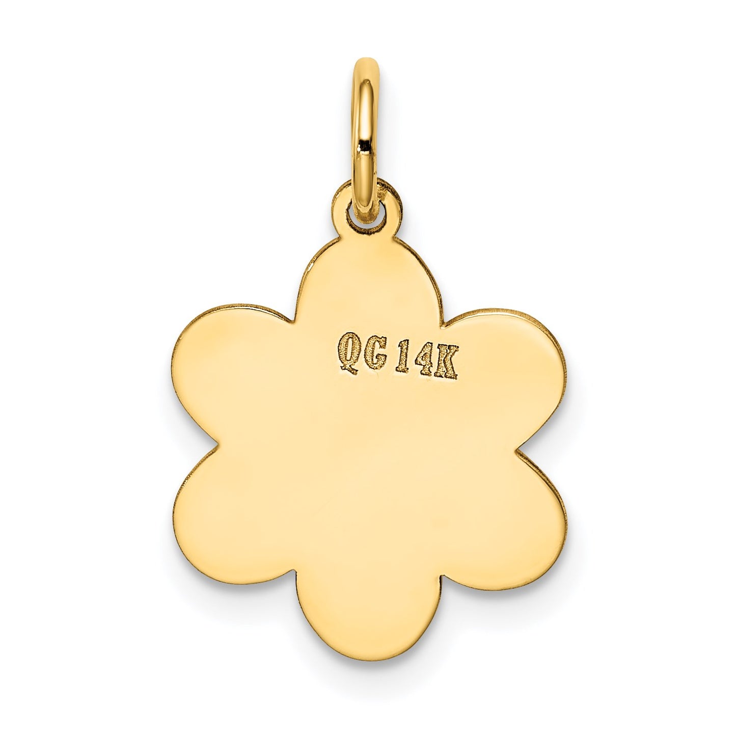 14k Plain .018 Gauge Engravable Flower 16x12mm Disc Charm