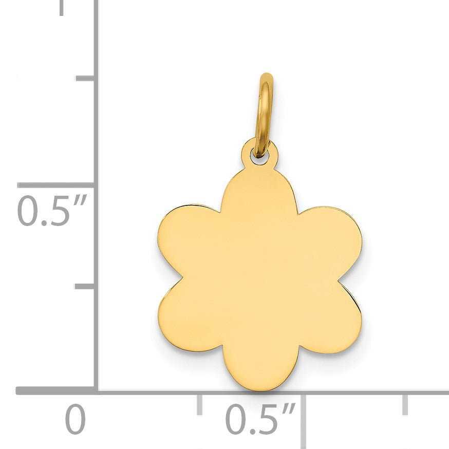 14k Plain .018 Gauge Engravable Flower 16x12mm Disc Charm