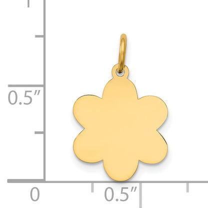 14k Plain .018 Gauge Engravable Flower 16x12mm Disc Charm