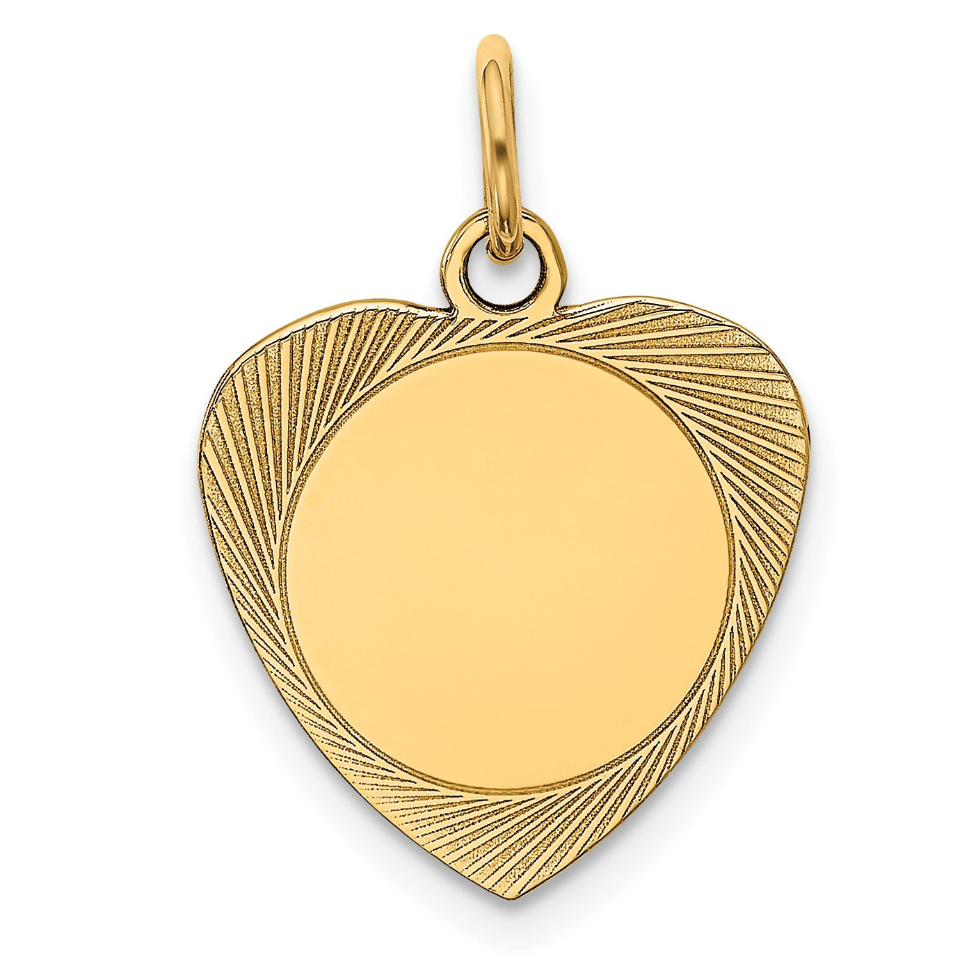 14k Etched Design .027 Gauge Engravable Heart 18x15mm Disc Charm