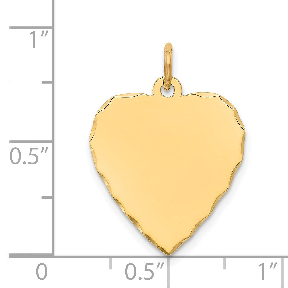 14k Etched Edge .018 Gauge Engravable Heart 21x17mm Disc Charm