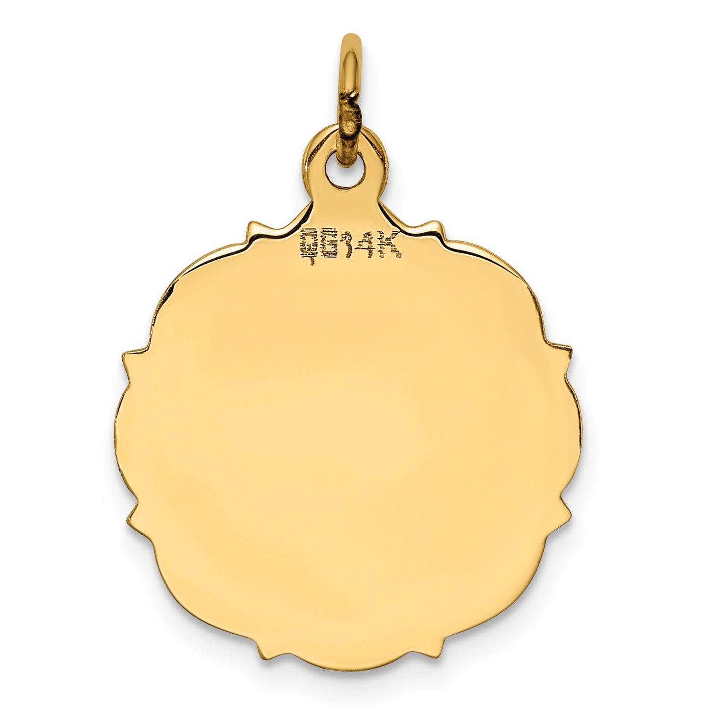 14k Plain with Fancy Edge .013 Gauge Engravable Round 20x18mm Disc Charm