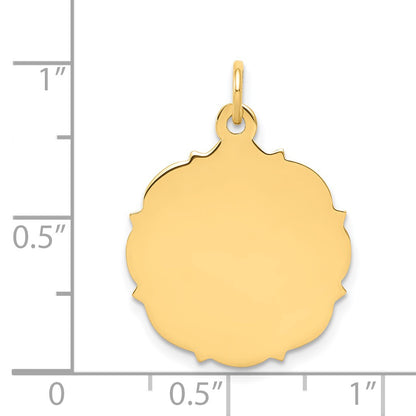 14k Plain with Fancy Edge .013 Gauge Engravable Round 20x18mm Disc Charm