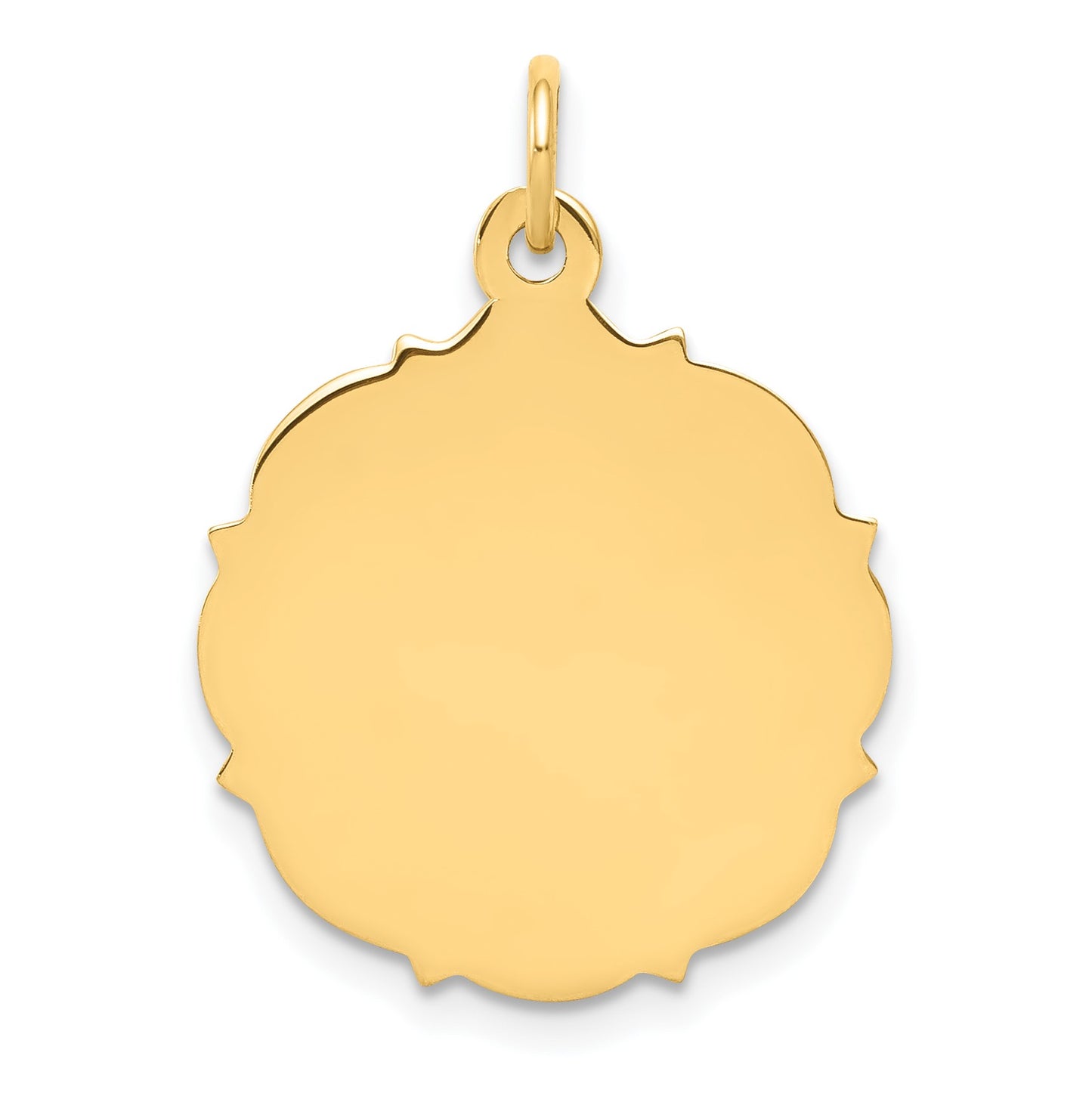14k Plain with Fancy Edge .018 Gauge Engravable Round 20x18mm Disc Charm