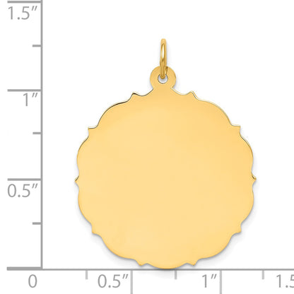 14k Plain with Fancy Edge .013 Gauge Engravable Round 29x26mm Disc Charm