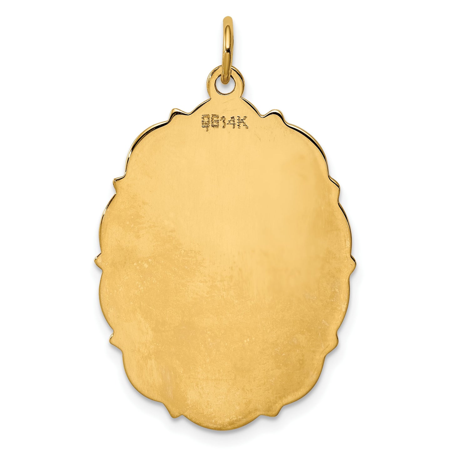 14k Plain with Fancy Edge .018 Gauge Engravable Oval 33x23mm Disc Charm