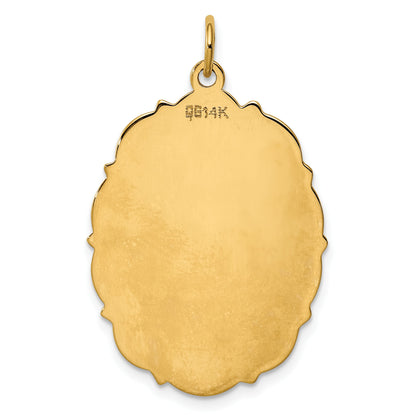 14k Plain with Fancy Edge .018 Gauge Engravable Oval 33x23mm Disc Charm