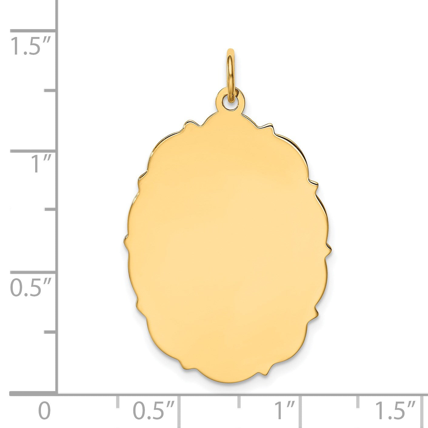 14k Plain with Fancy Edge .018 Gauge Engravable Oval 33x23mm Disc Charm