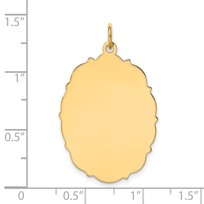 14k Plain with Fancy Edge .018 Gauge Engravable Oval 33x23mm Disc Charm