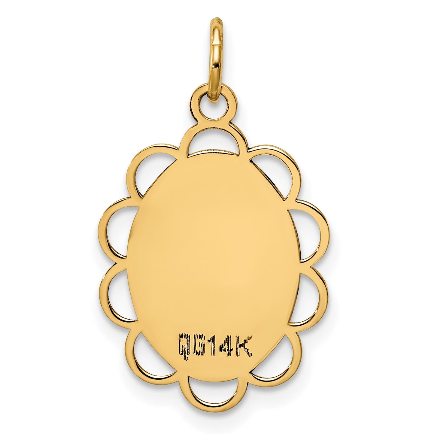 14k Plain .013 Gauge Engravable Oval Flower 21x15mm Disc Charm