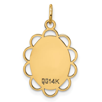 14k Plain .013 Gauge Engravable Oval Flower 21x15mm Disc Charm