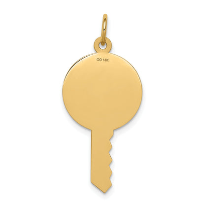 14k Plain .011 Gauge Engravable Key 28x15mm Disc Charm