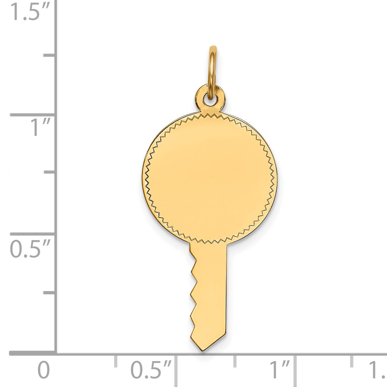 14k Plain .011 Gauge Engravable Key 28x15mm Disc Charm