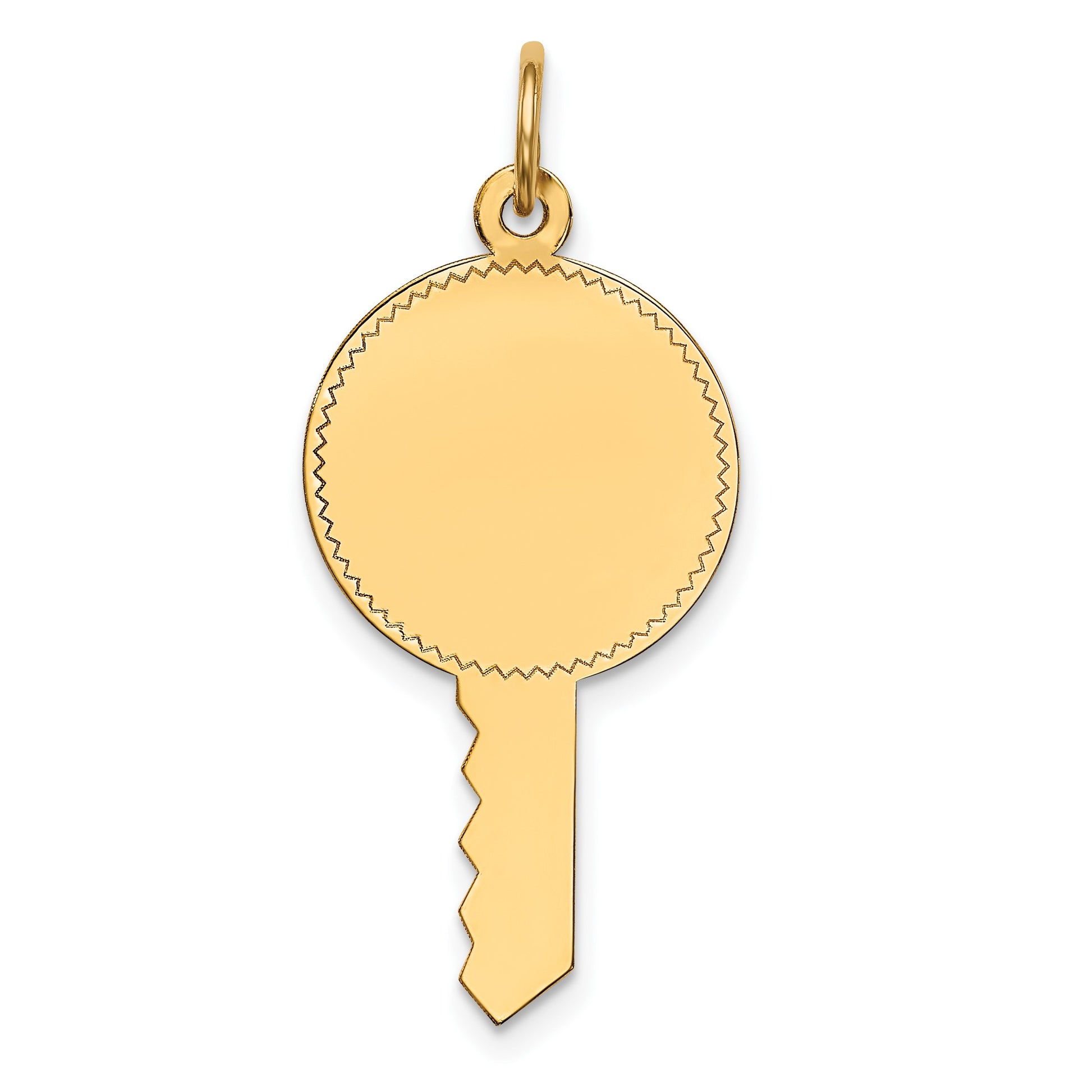 14k Plain .011 Gauge Engravable Key 28x15mm Disc Charm