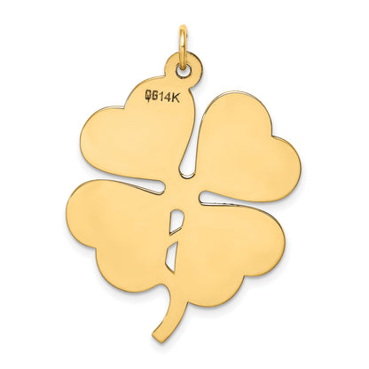 14k Plain .018 Gauge Engravable Clover 34x27mm Disc Charm
