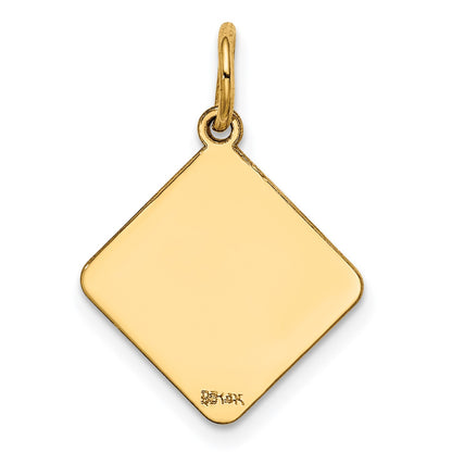 14k Plain .018 Gauge Diamond-Shaped Engravable 16.5x15mm Disc Charm