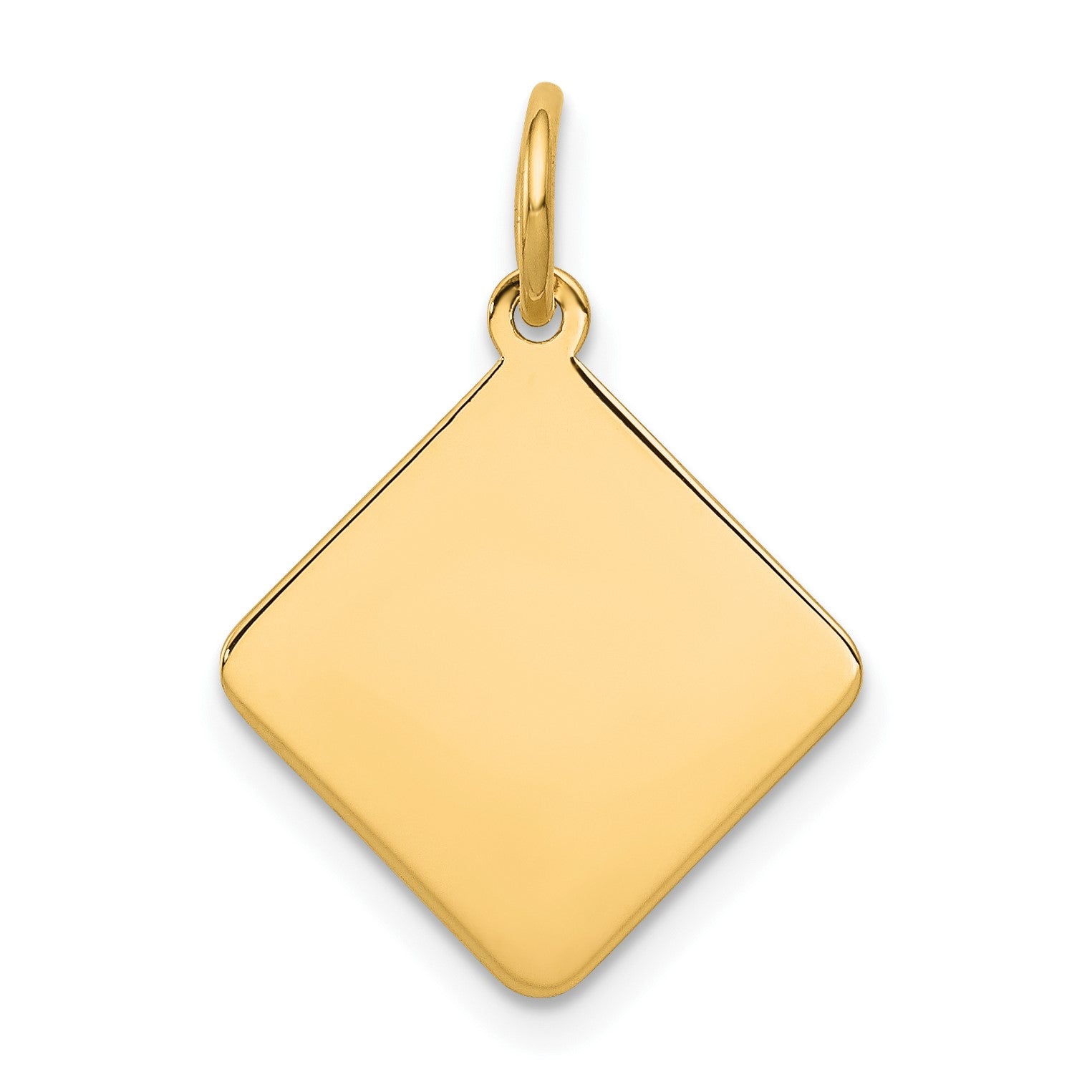 14k Plain .018 Gauge Diamond-Shaped Engravable 16.5x15mm Disc Charm