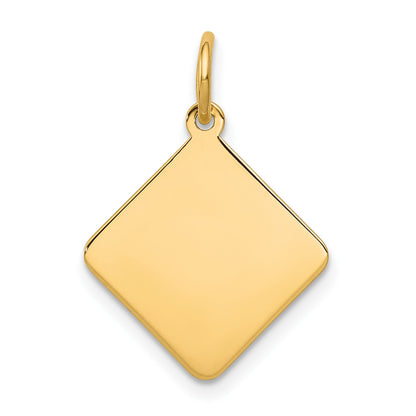14k Plain .018 Gauge Diamond-Shaped Engravable 16.5x15mm Disc Charm