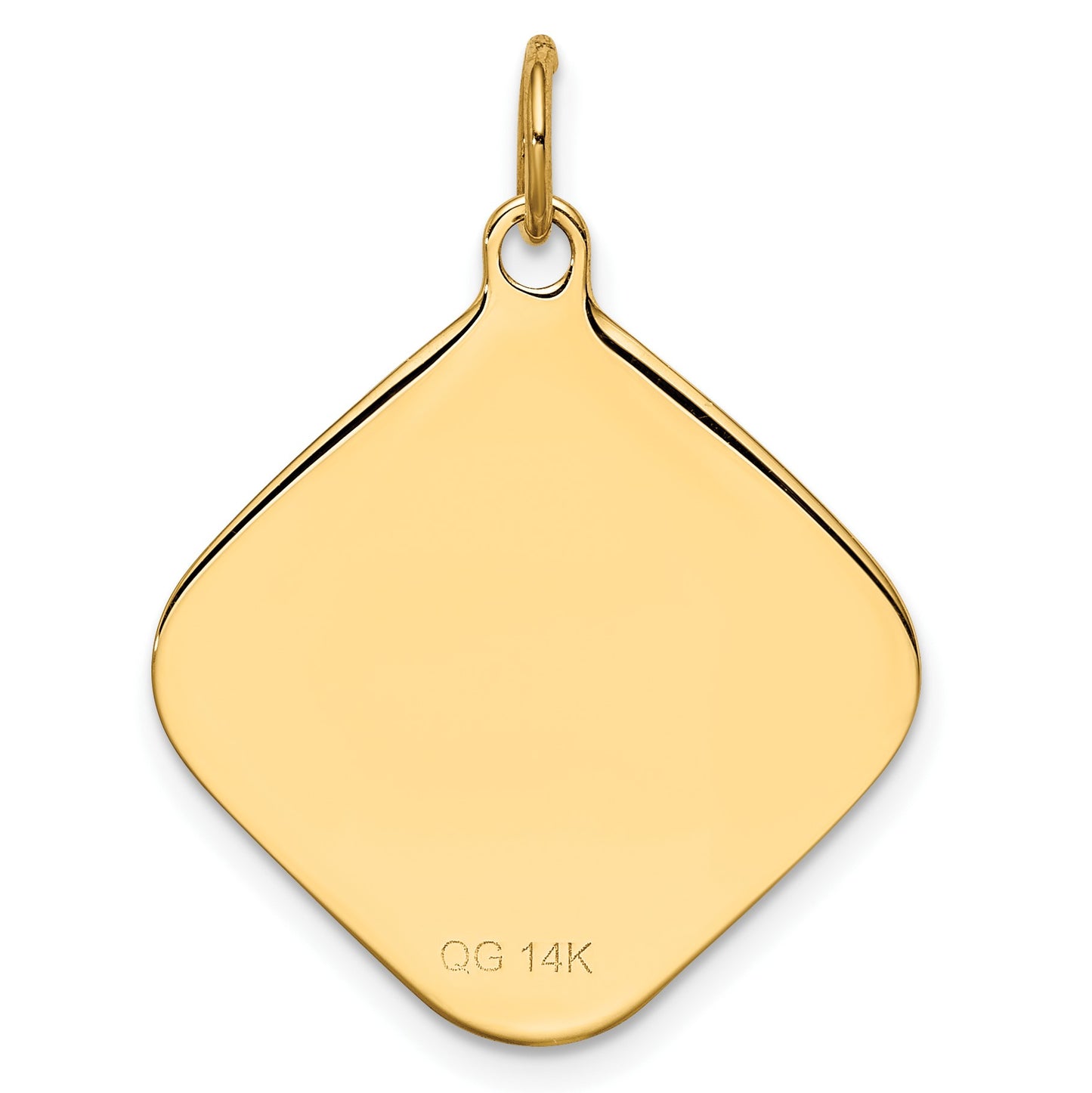 14k Patterned .018 Gauge Diamond-Shaped Engravable 24x21mm Disc Charm