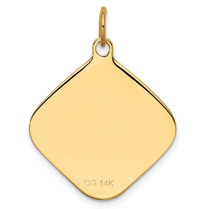14k Patterned .018 Gauge Diamond-Shaped Engravable 24x21mm Disc Charm