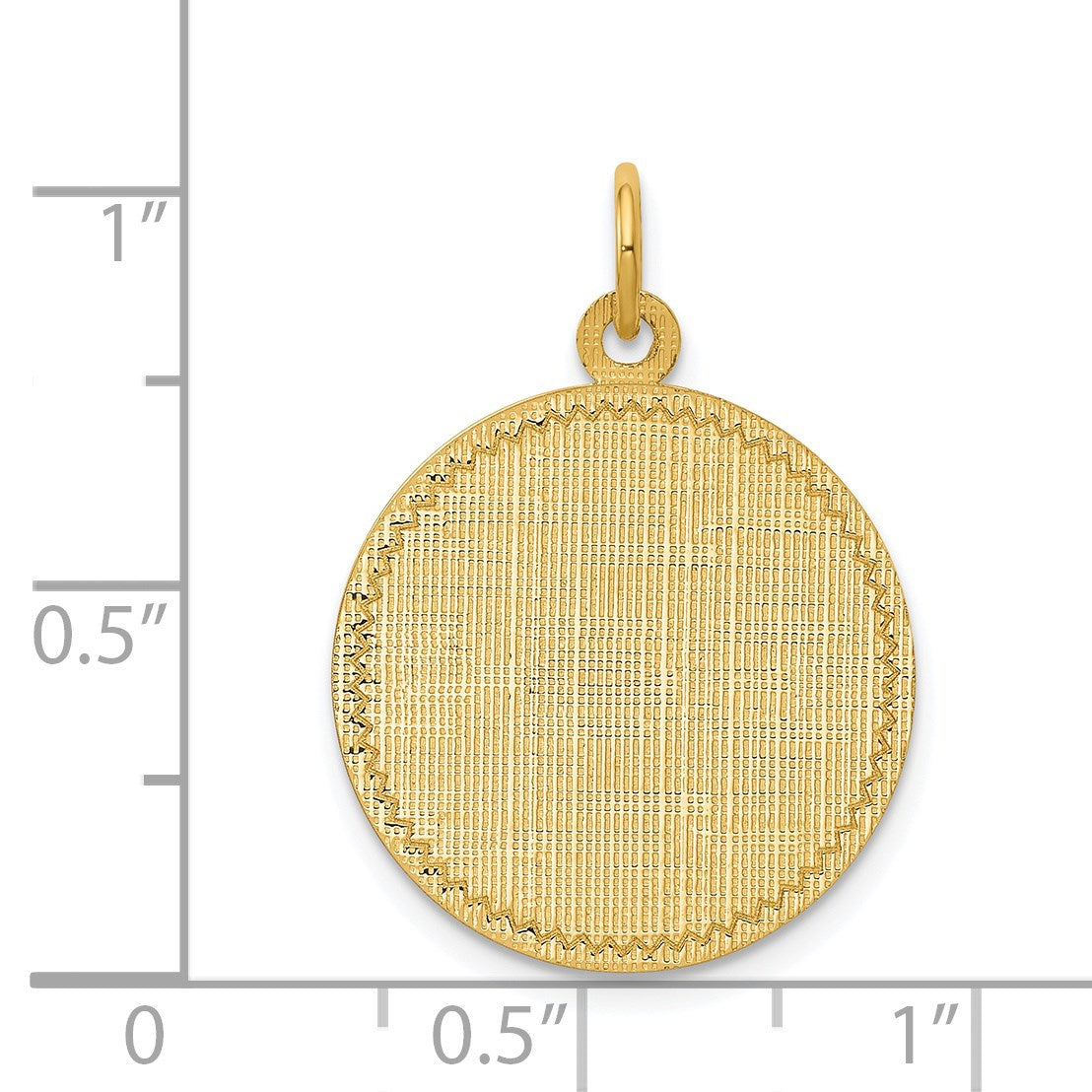 14k Patterned with Zig-Zag Edge .013 Gauge Round Engravable 22x19mm Disc Charm