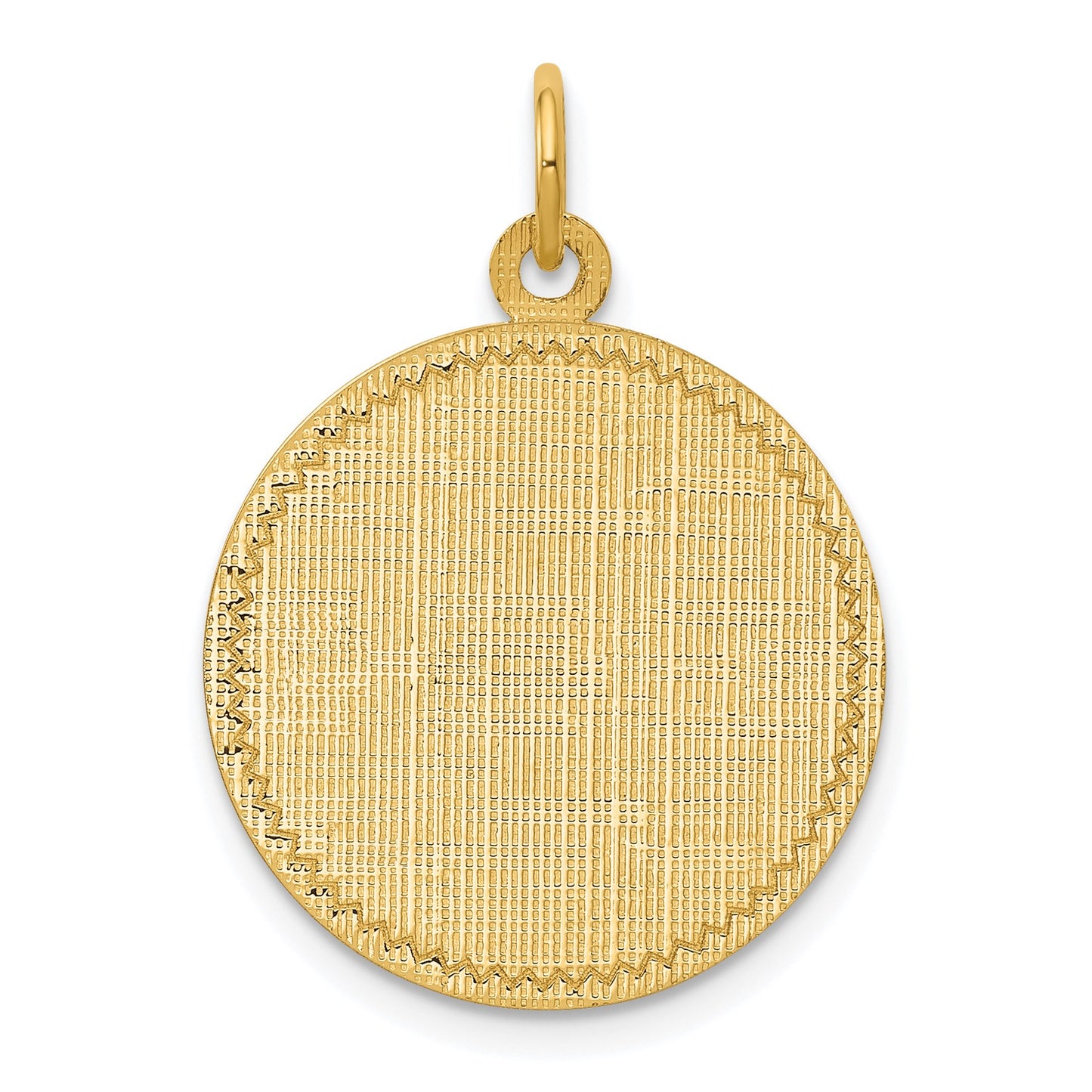 14k Patterned with Zig-Zag Edge .013 Gauge Round Engravable 22x19mm Disc Charm