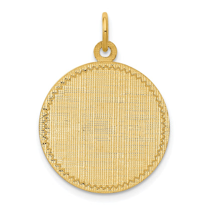14k Patterned with Zig-Zag Edge .013 Gauge Round Engravable 22x19mm Disc Charm