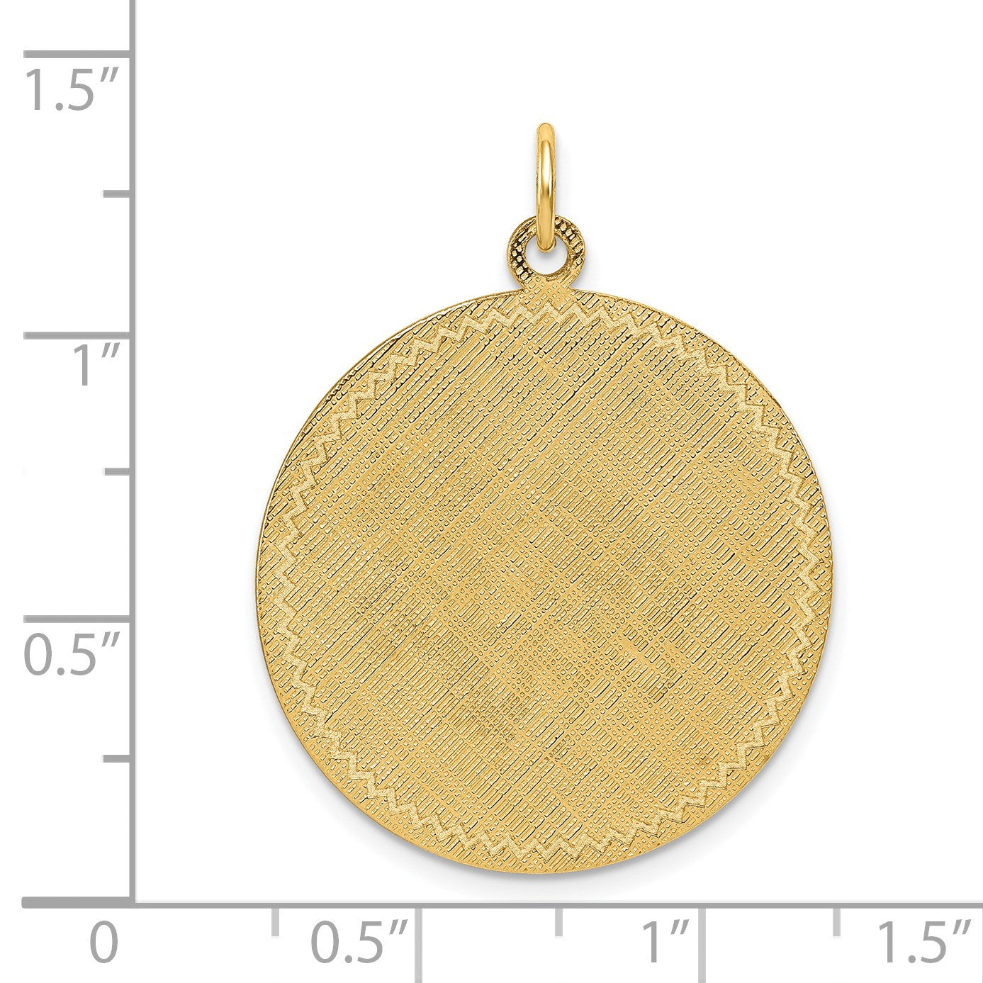 14k Patterned with Zig-Zag Edge .018 Gauge Round Engravable 29x26mm Disc with Satin Back