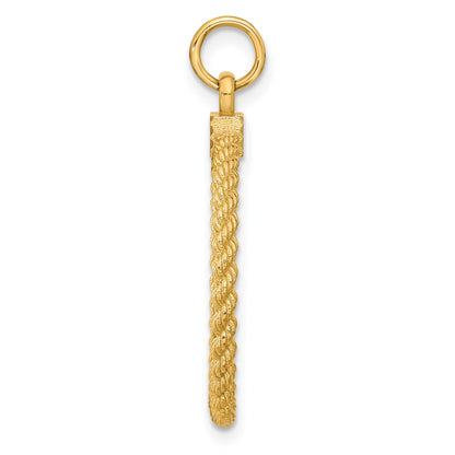 14k Patterned with Rope Edge .013 Gauge Engravable Round 27x21mm Disc with Satin Back
