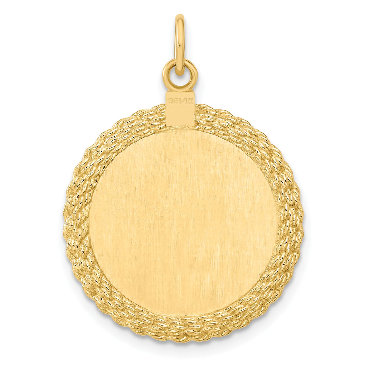 14k Patterned with Rope Edge .013 Gauge Engravable Round 27x21mm Disc with Satin Back