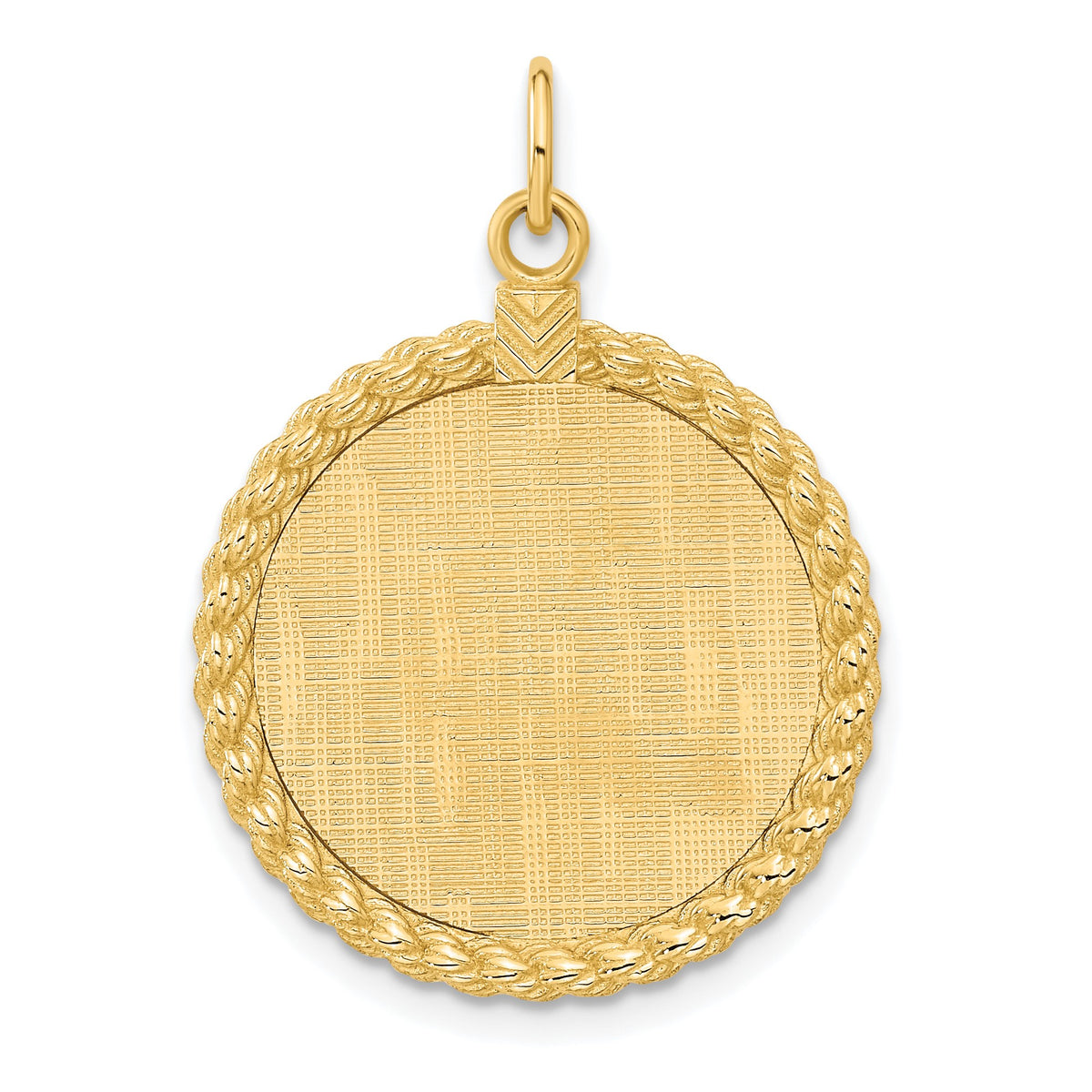 14k Patterned with Rope Edge .013 Gauge Engravable Round 27x21mm Disc with Satin Back