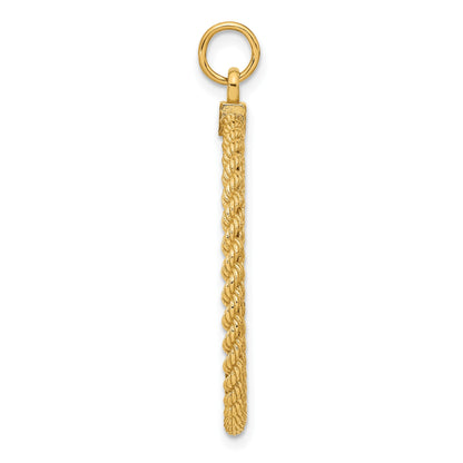 14k Patterned with Rope Edge .013 Gauge Engravable Round 34x28mm Disc with Satin Back