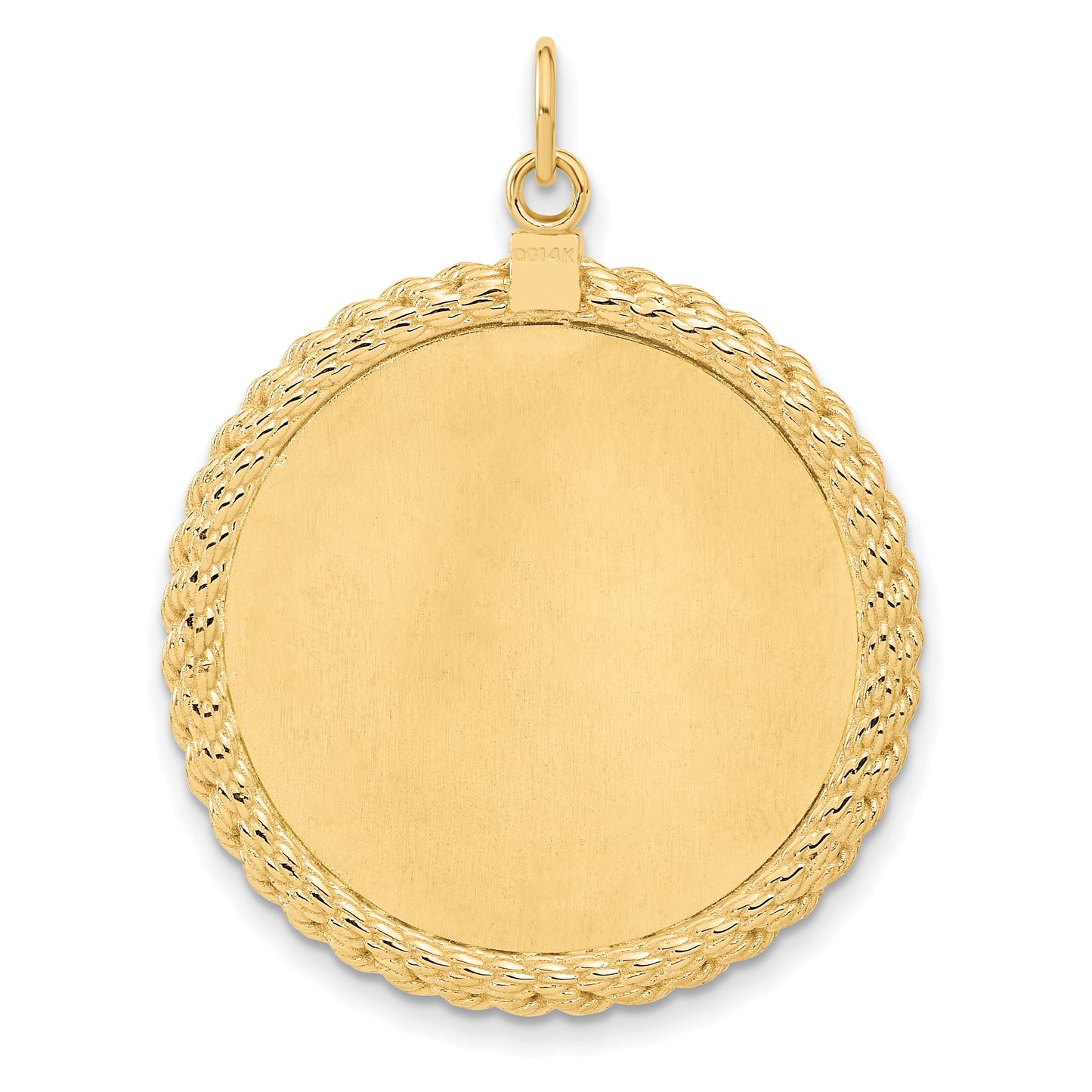 14k Patterned with Rope Edge .013 Gauge Engravable Round 34x28mm Disc with Satin Back