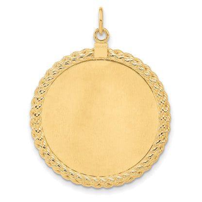14k Patterned with Rope Edge .013 Gauge Engravable Round 34x28mm Disc with Satin Back