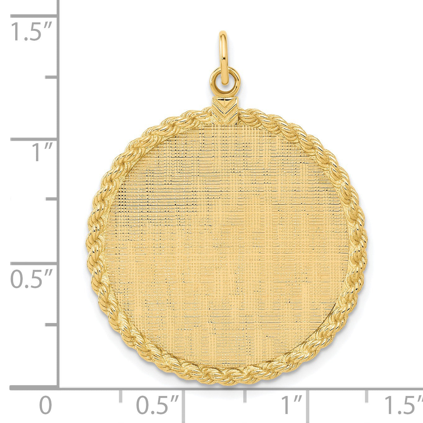 14k Patterned with Rope Edge .013 Gauge Engravable Round 34x28mm Disc with Satin Back