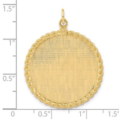 14k Patterned with Rope Edge .013 Gauge Engravable Round 34x28mm Disc with Satin Back