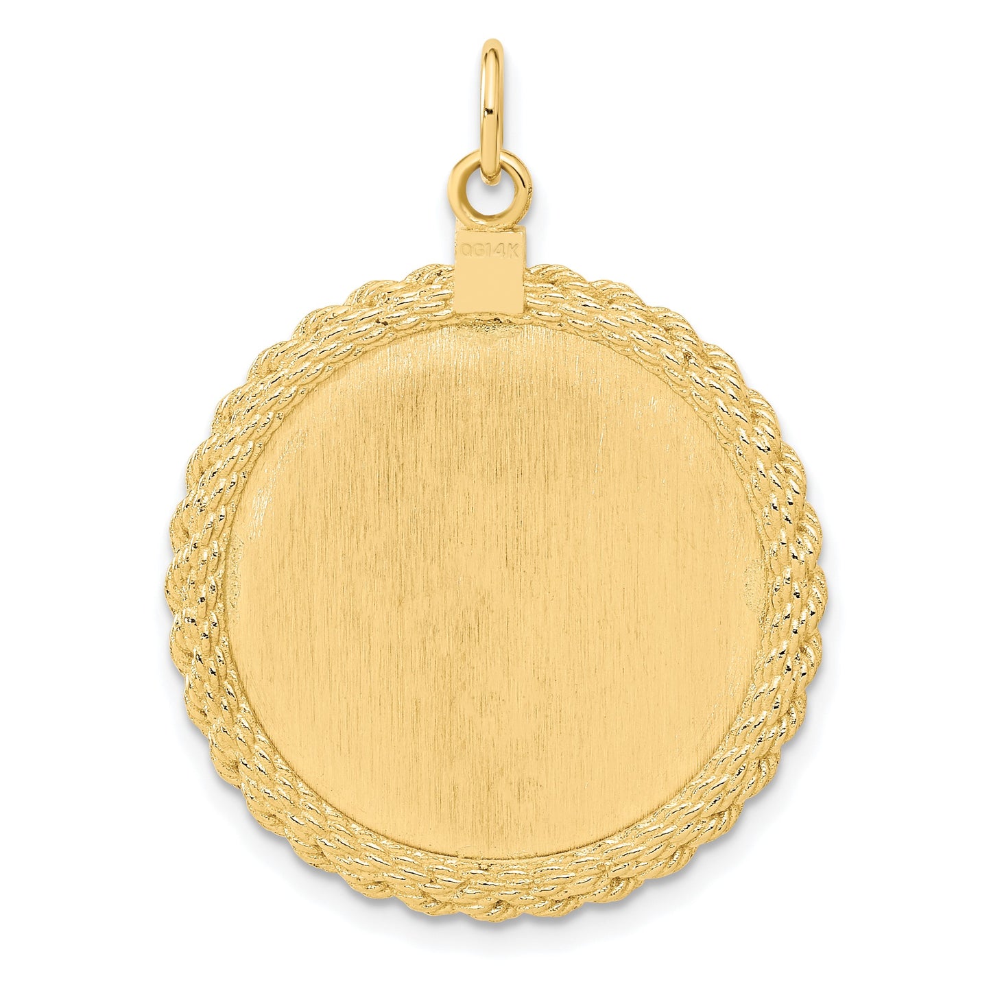 14k Patterned with Rope Edge .013 Gauge Engravable Round 31x26mm Disc with Satin Back
