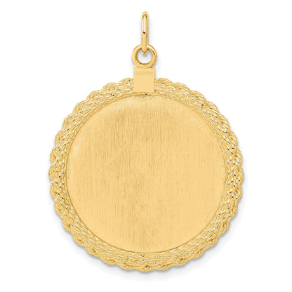 14k Patterned with Rope Edge .013 Gauge Engravable Round 31x26mm Disc with Satin Back