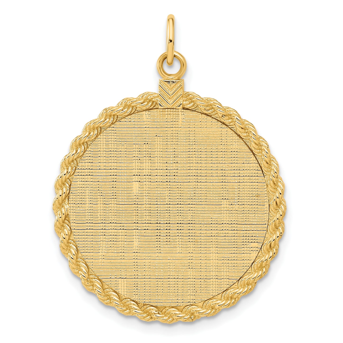 14k Patterned with Rope Edge .013 Gauge Engravable Round 31x26mm Disc with Satin Back