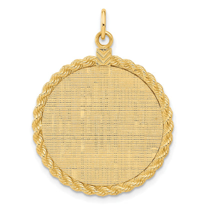 14k Patterned with Rope Edge .013 Gauge Engravable Round 31x26mm Disc with Satin Back