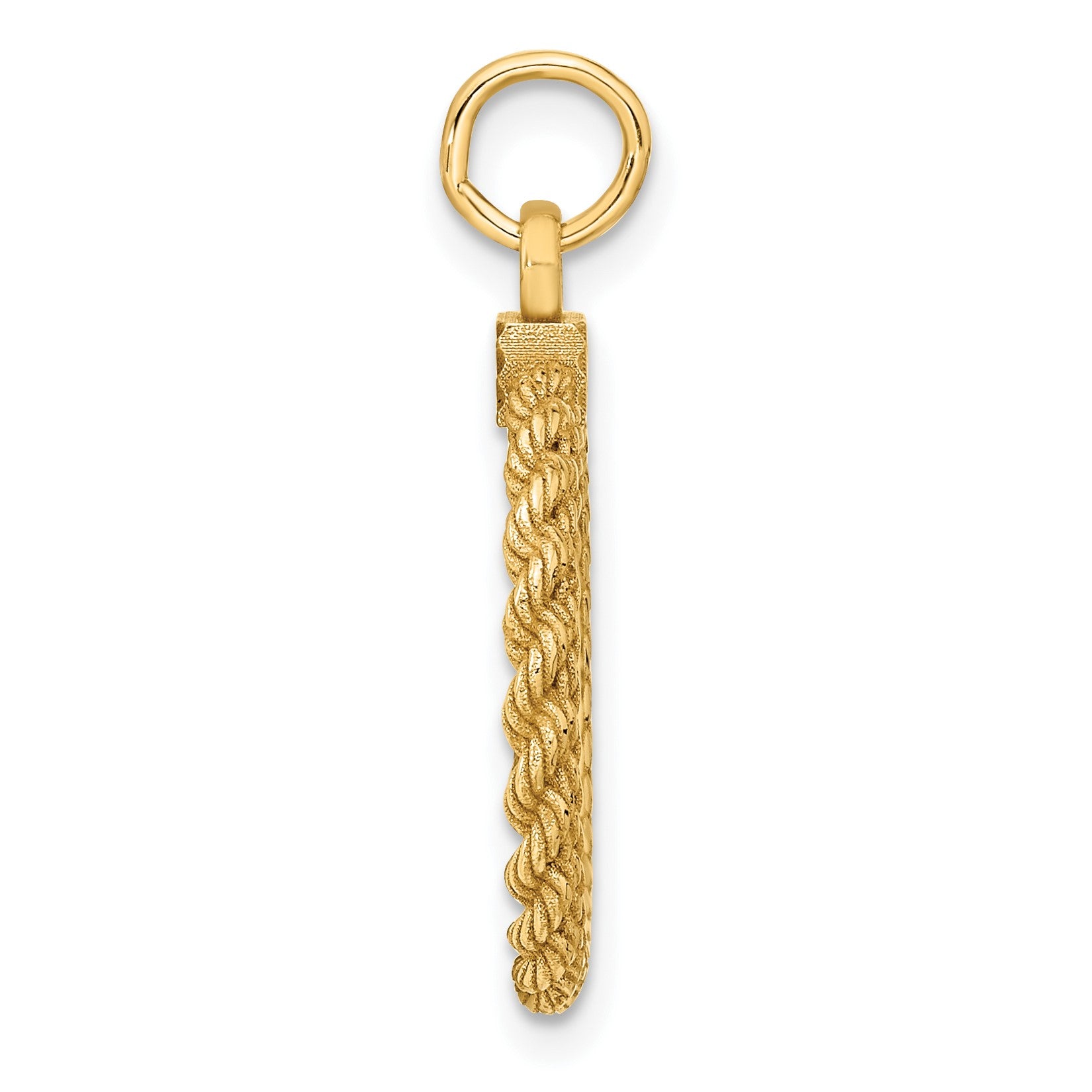 14k Plain .013 Gauge Round Engravable 22x17mm Disc with Rope Edge Charm